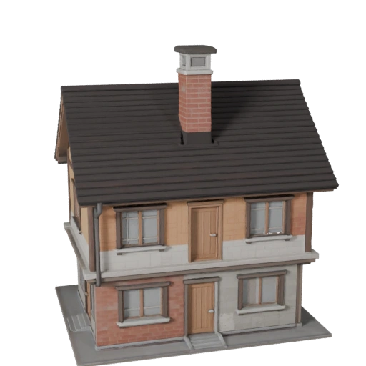 Modelo 3D de Casa Minúscula Estilizada - Asset de Jogo para Arquitetura
