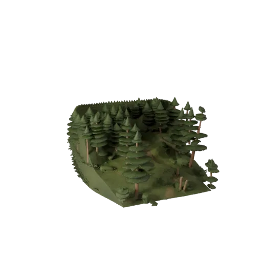 Temperate Forest Biome Unreal Engine 3D model, top-down viewport view, showing terrain layers, terrain detail.