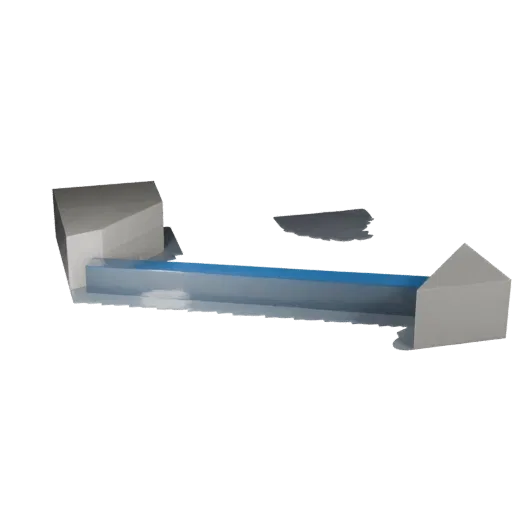 Canal Waterway Section Modular 3D model, isometric modular kit view, showing wet stone, water edges.