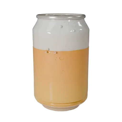 Cafe Soda Can 3D model, three-quarter front view, AR viewer studio render, showing glass, container shape.