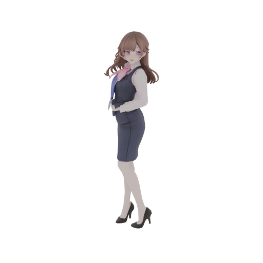 Anime Office Lady 3D Model