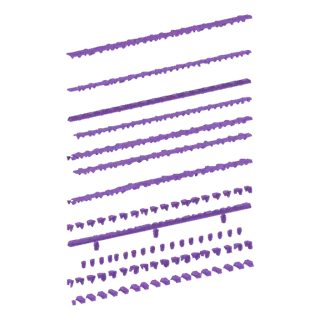 A 3D render of a purple staircase with icicle-like steps descending into a black void.