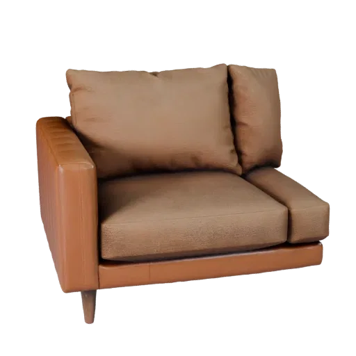 Mid Century Sofa High Poly 3D model, living room, close-up studio render, woven fabric detail.