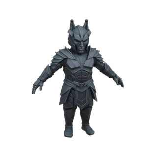 Modelo 3D de un estoico Guerrero Enano con detallada armadura Grimstone, de pie con los brazos extendidos.