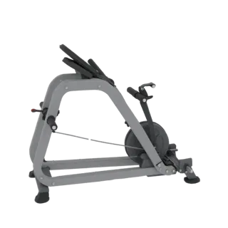 3D model of a gray exercise bike with a metallic frame and black seat and handlebars, shown against a white background.