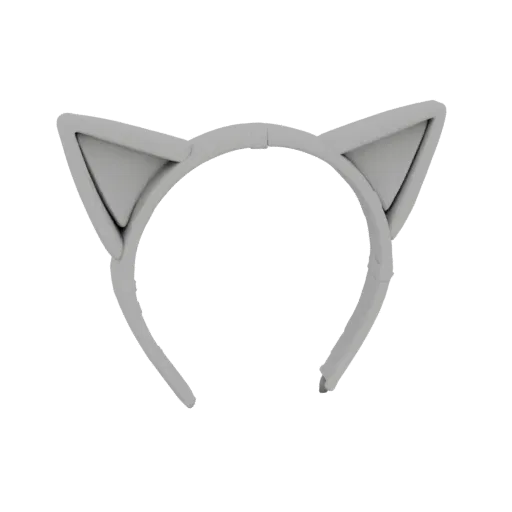 A 3D render of a plain, grey headband with two large, triangular cat ears, presented on a white background.