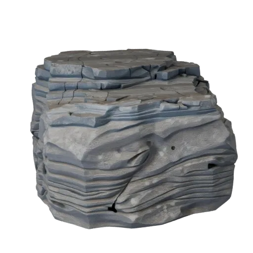 Granite Boulder Pack Unity 3D model, isometric viewport view, showing stratified stone, rock faces.