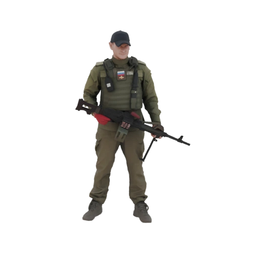 Russian Soldier with Machine Gun 3D Model
