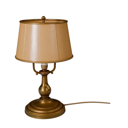 Brass Table Lamp Stylized 3D model, home interior, stylized isometric render, metal detail.