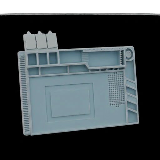 Light Blue Electronics Repair Mat with Compartments