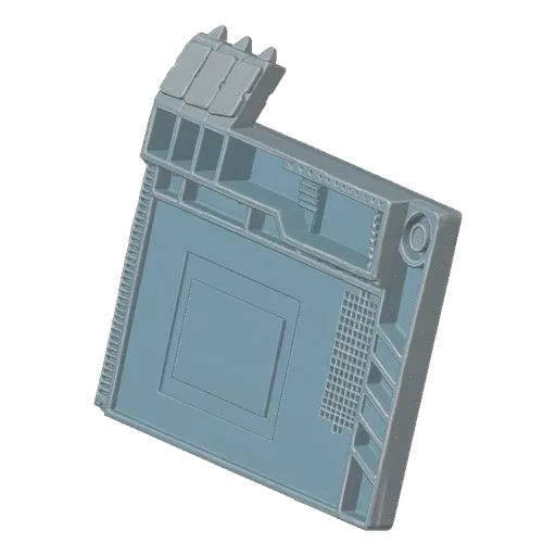 3D model of a light blue electronics repair mat with multiple compartments for tools and components, viewed from a slight ang