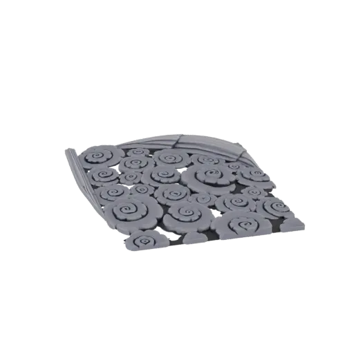 3D model render of a decorative panel with a repeating pattern of stylized, swirling clouds.