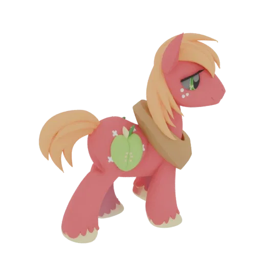 3D model of Big Macintosh, a pink pony with blonde mane and an apple cutie mark, standing on a white background.