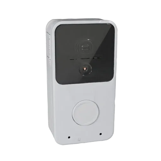 Voice Controlled Video Doorbell Realistic 3D model, three-quarter studio render, showing white plastic, form detail.