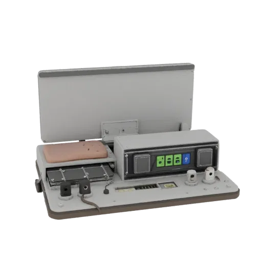 Field Training Monitor 3D model, side profile view, technical viewport render, showing neutral plastics, form detail.