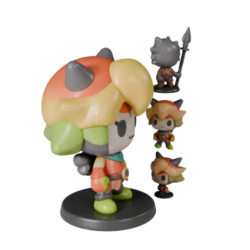 Fantasy Mascot Character stylized 3D model preview showing pose, three-quarter game view and surface detail