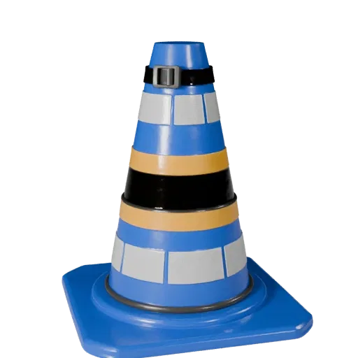 Utility Safety Cone High Poly 3D model, close-up studio render, showing plastic shells, recognizable safety silhouettes.