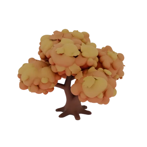 Autumn Shrub Group Printable 3D model, isometric tabletop STL render, showing leaf clusters, terrain detail.