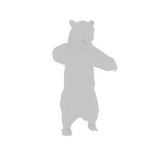 A 3D model of a bear standing on its hind legs in a dancing pose, with arms outstretched.