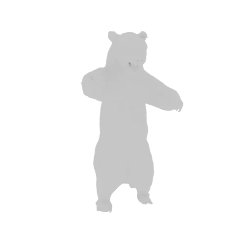 A 3D model of a bear standing on its hind legs in a dancing pose, with arms outstretched.