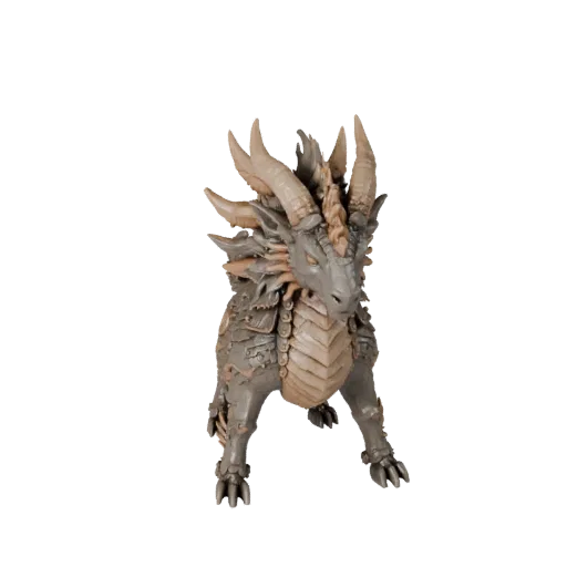 Hochpolygones Zentaur STL-Modell, isometrische Ansicht, druckfertige Tierfigur mit Hörnern, Kämmen, geschichteten Oberflächen