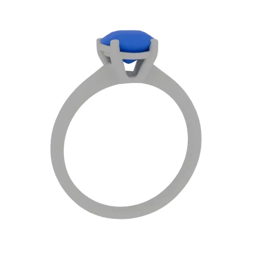 Sapphire Ring 3D model, three-quarter front view, AR viewer studio render, sapphire finish.