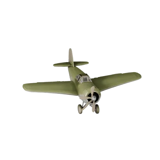 Modèle 3D STL d'avion de chasse vintage imprimable, vue isométrique, atout de véhicule prêt à imprimer avec équilibre des ail