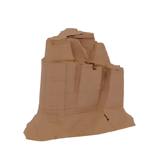 Desert Mesa Cliff Printable 3D model, isometric tabletop STL render, showing stratified stone, dune ridges.