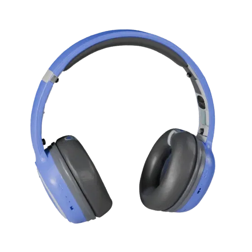 Retro Earbuds 3D model, three-quarter front view, AR viewer studio render, showing soft ear pads, wearable scale.