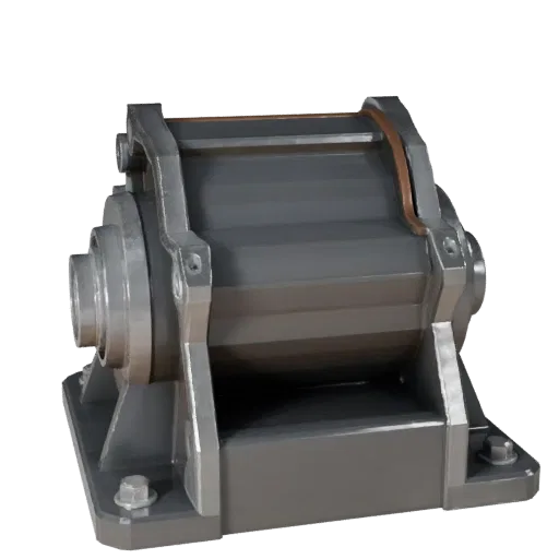 Machined Gearbox Housing Low Poly 3D model, game viewport three-quarter view, showing machined metal, form detail.