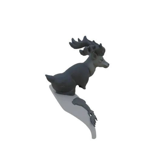 3D render of a majestic stag bust with large, detailed antlers against a black background.