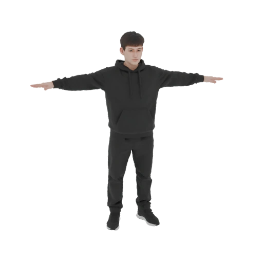 Man in Black Hoodie and Sweatpants 3D Model