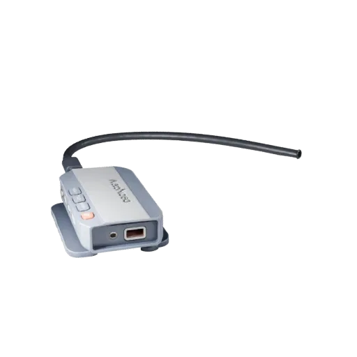Ergonomic USB Hub 3D model, three-quarter front view, AR viewer studio render, showing plastic shells, desktop scale.