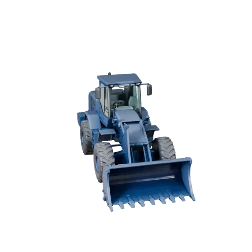 Warehouse Wheel Loader 3D model, side profile view, technical viewport render, showing painted steel, form detail.