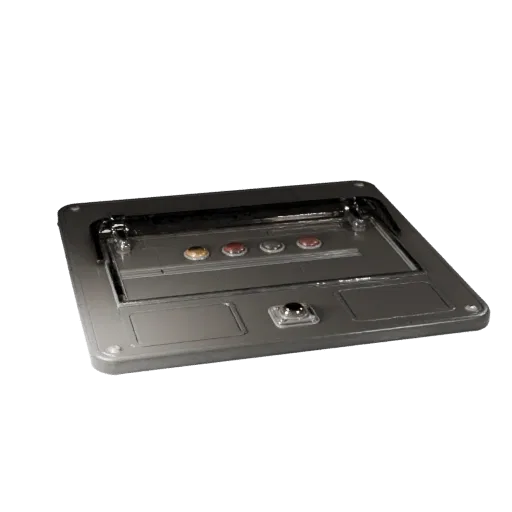Modern Pressure Plate High Poly 3D model, close-up studio render, showing metal hinges, clear interaction affordances.