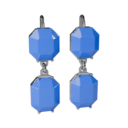 Sapphire Earrings game ready 3D model, isometric studio render, highlighting earring seams, edges, and finish layers.