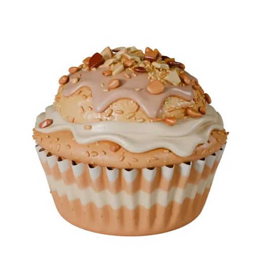 Muffin 3D model, three-quarter front view, Unity viewport, showing cream, sweet food silhouette.