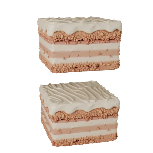 Glazed Layer Cake 3D model, three-quarter front view, AR viewer studio render, showing cream, sweet food silhouette.