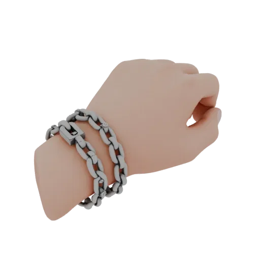 Gold Chain Bracelet 3D model, three-quarter front view, AR viewer studio render, gold finish.
