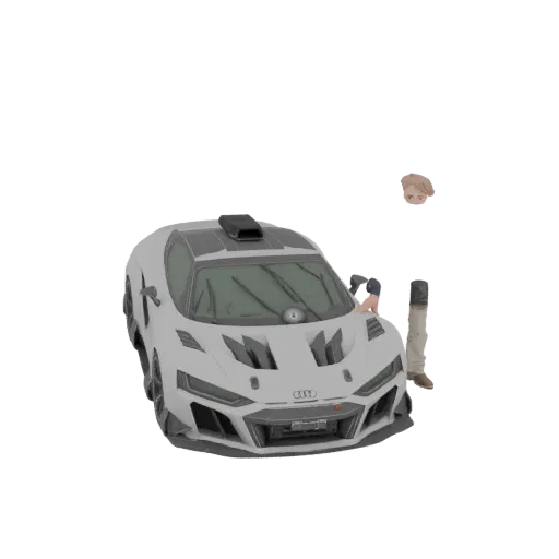 3D model of a white Audi R8 LMS GT3 Evo II race car, viewed from the front-right.