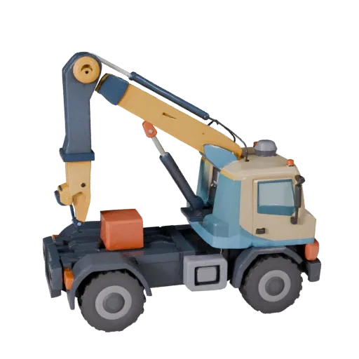 Cartoon Crane Truck 3D Model for Stylized Games PBR Asset