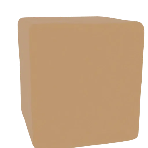 Modèle 3D de cube simple beige neutre aux angles arrondis sur fond noir