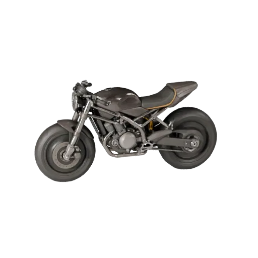 Motorrad 3D-Modell, Drei-Viertel-Spiel-Viewport, für Unreal Engine vorbereitetes Fahrzeug-Asset mit Rahmenbalance, Radgröße u