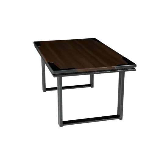 Minimal Dining Table 3D model, dining room, three-quarter front view, Unreal Engine viewport, wood grain detail.