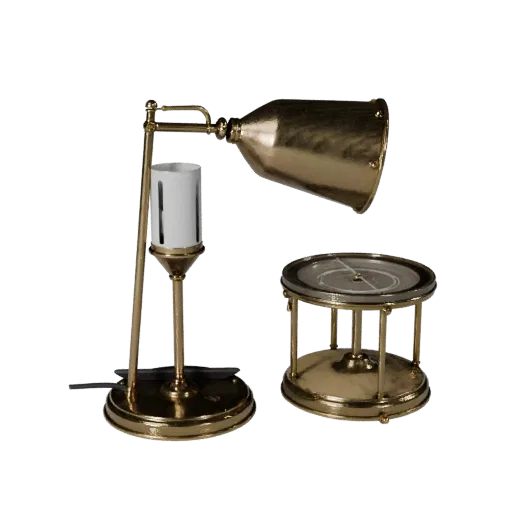 Brass Table Lamp Product Viz 3D model, home interior, three-quarter studio product render, metal detail.