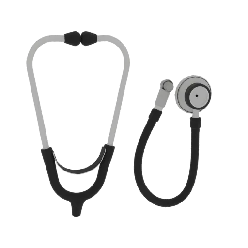 Diagnostic Stethoscope High Poly 3D model, close-up studio render, showing stainless steel, handheld tool scale.