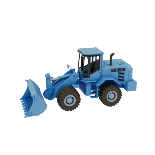 Mining Wheel Loader Printable 3D model, isometric STL render, showing painted steel, large mechanical silhouettes.