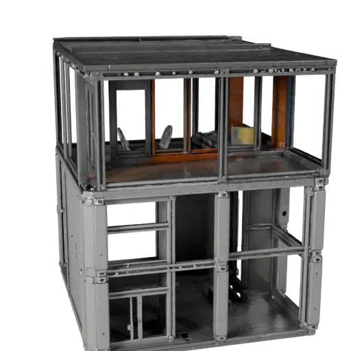 Modular Sci Fi Building Kit printable STL 3D model, isometric display view, showing modular building kit materials and architectural detail