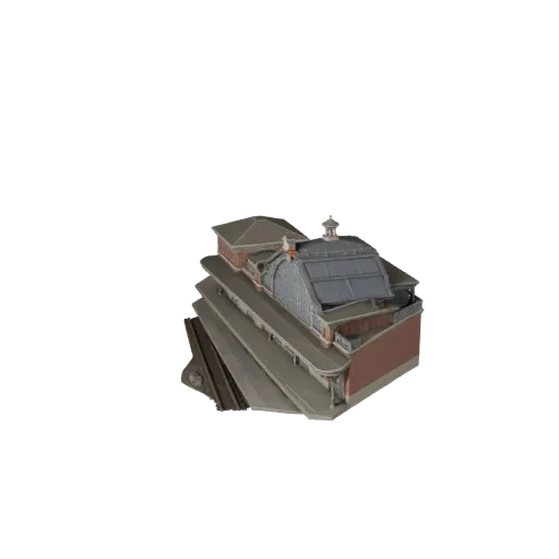 Train Station Building Unity-ready 3D model, Unity engine viewport, showing public building materials and architectural detail