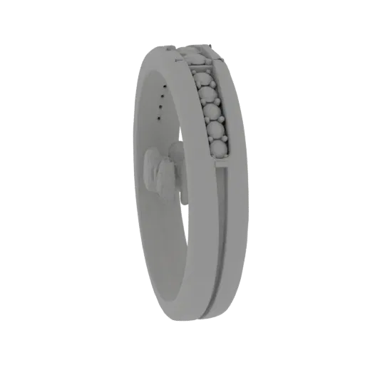 Signet Wedding Band scene ready 3D model, turntable hero render, showing ring silhouette and surface contrast.